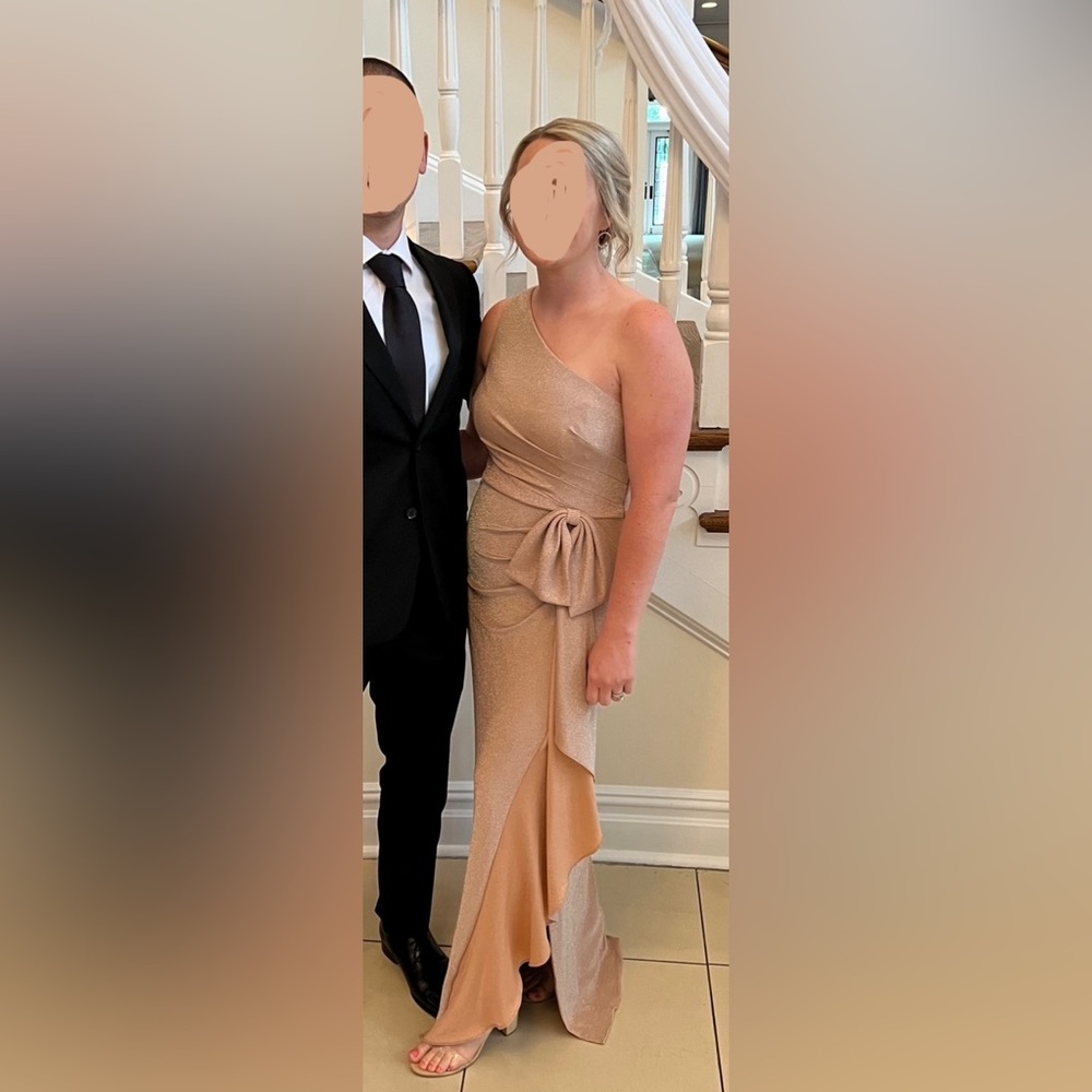 Women's Metallic One-Shoulder Bow Gown